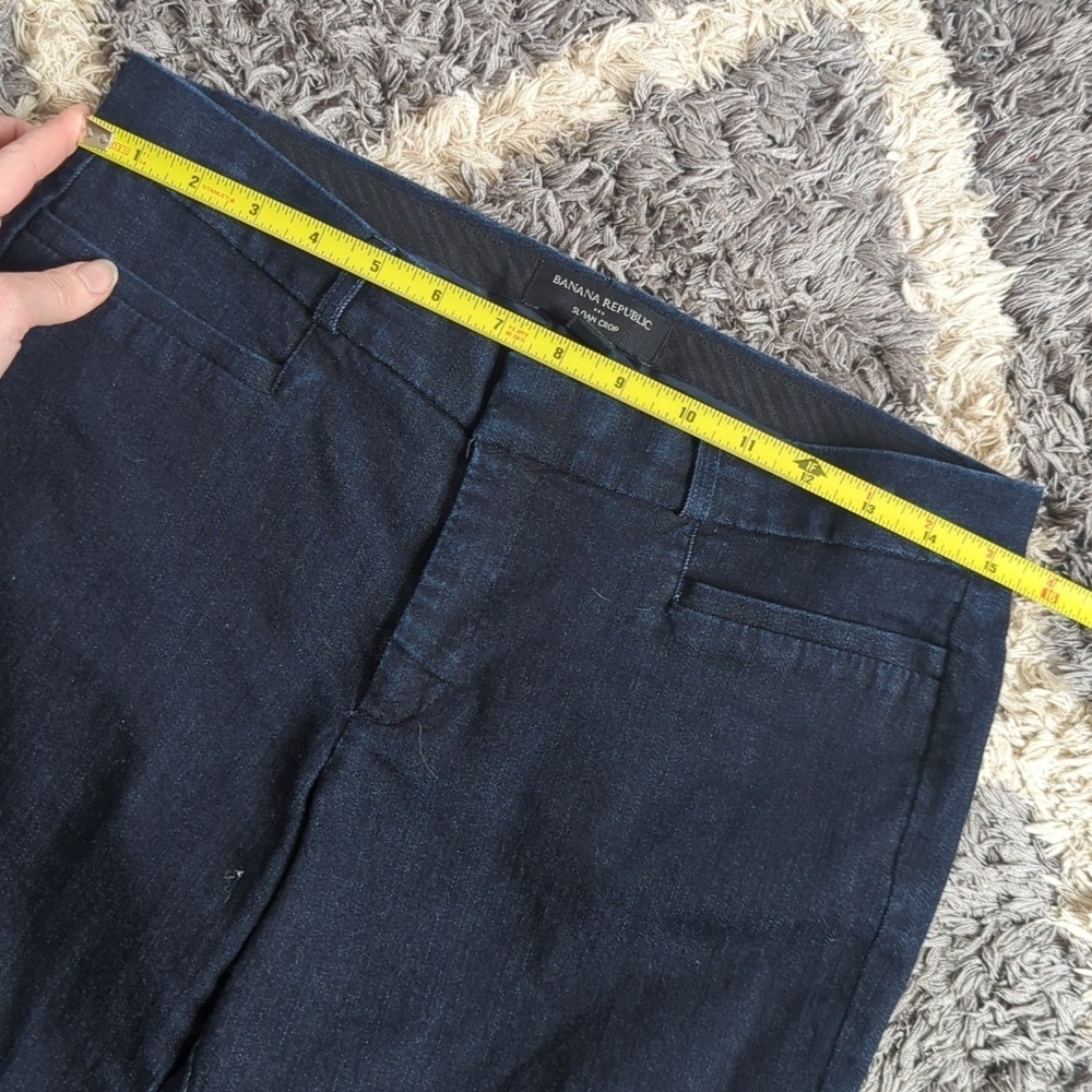 Banana Republic Sloan Crop Dark Denim Petite 8 Pant with Belt Loops - Picture 4 of 7